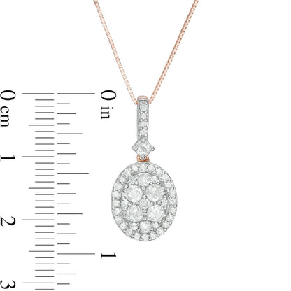 0.75 CT. T.W. Oval Composite Natural Diamond Frame Pendant in 10K Rose Gold