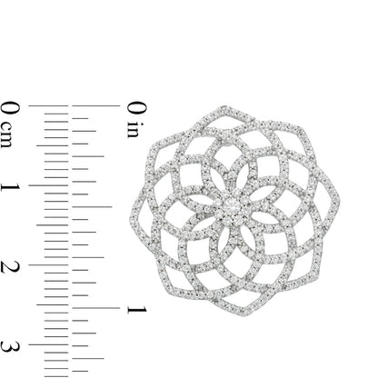 1.38 CT. T.W. Diamond Flower Stud Earrings in 10K White Gold