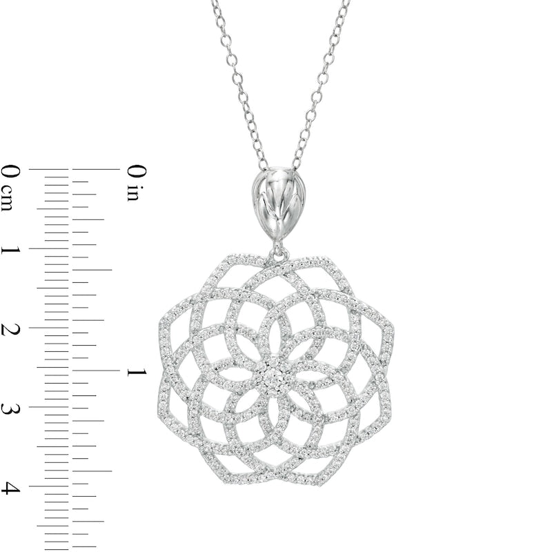 1.2 CT. T.W. Natural Diamond Frame Flower Pendant in 10K White Gold