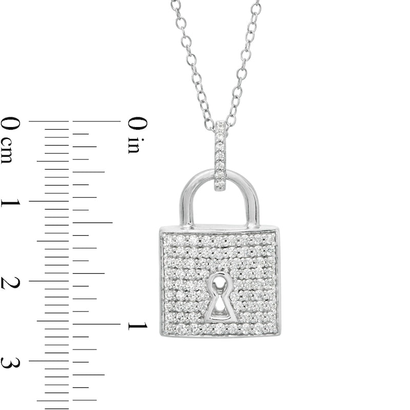 0.75 CT. T.W. Natural Diamond Lock Pendant in 10K White Gold