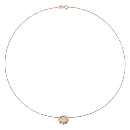Sideways Oval and 0.07 CT. T.W. Natural Diamond Twist Frame Necklace in 10K Rose Gold - 17