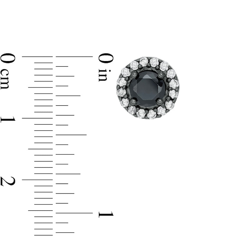 2.63 CT. T.W. Enhanced Black and White Diamond Frame Stud Earrings in 10K White Gold with Black Rhodium