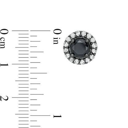 2.63 CT. T.W. Enhanced Black and White Diamond Frame Stud Earrings in 10K White Gold with Black Rhodium