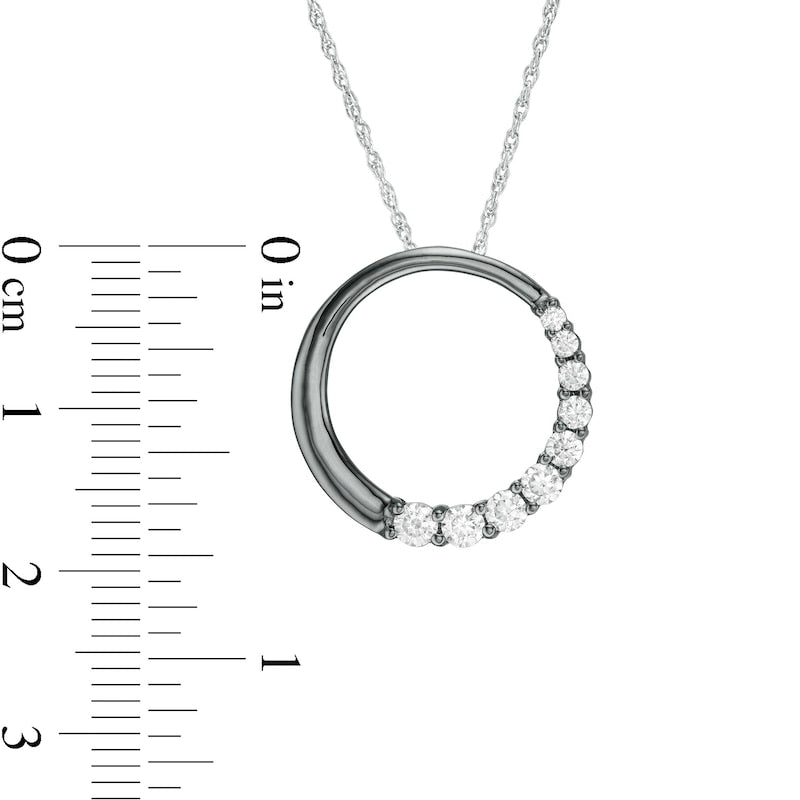 0.5 CT. T.W. Journey Natural Diamond Circle Pendant in 10K White Gold and Black Rhodium