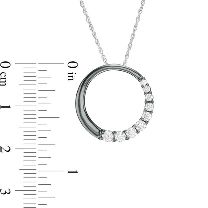 0.5 CT. T.W. Journey Natural Diamond Circle Pendant in 10K White Gold and Black Rhodium