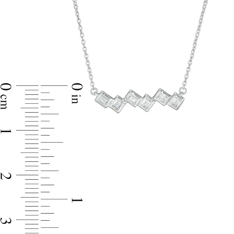 0.25 CT. T.W. Baguette Natural Diamond Zigzag Bezel-Set Necklace in 10K White Gold