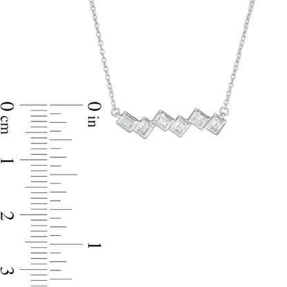 0.25 CT. T.W. Baguette Natural Diamond Zigzag Bezel-Set Necklace in 10K White Gold