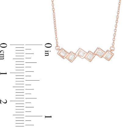 0.25 CT. T.W. Baguette Natural Diamond Zigzag Bezel-Set Necklace in 10K Rose Gold