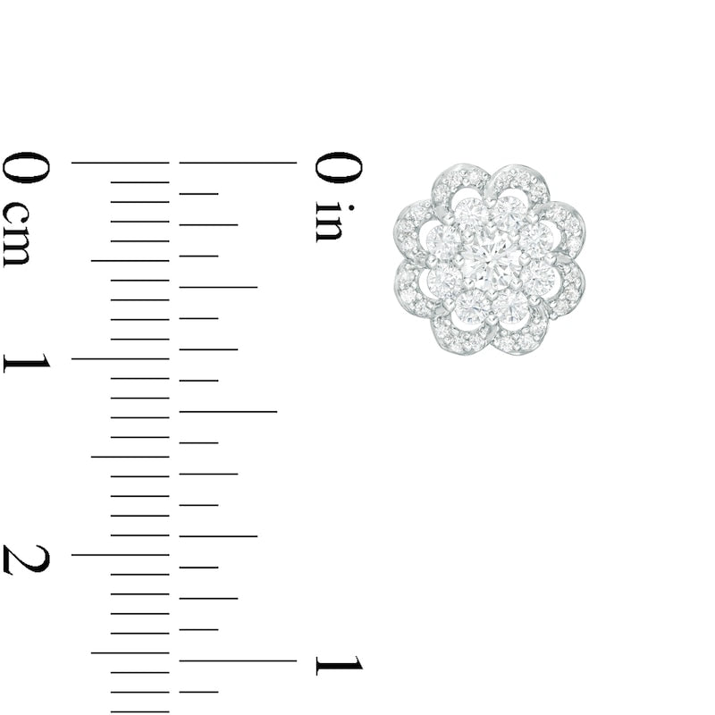 0.75 CT. T.W. Composite Diamond Scallop Frame Flower Stud Earrings in 10K White Gold