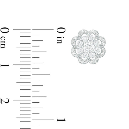 0.75 CT. T.W. Composite Diamond Scallop Frame Flower Stud Earrings in 10K White Gold