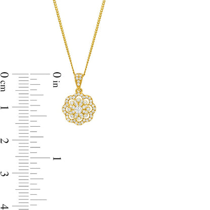 0.25 CT. T.W. Natural Diamond Frame Flower Drop Pendant in 10K Yellow Gold