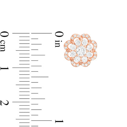 0.75 CT. T.W. Composite Diamond Scallop Frame Flower Stud Earrings in 10K Rose Gold