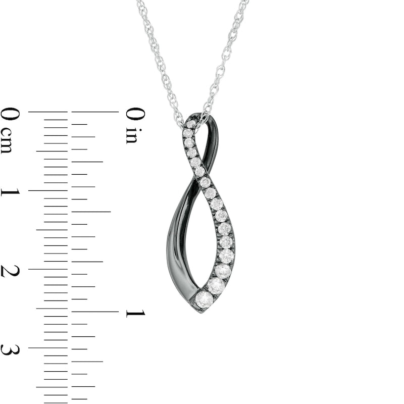 0.33 CT. T.W. Journey Natural Diamond Infinity Pendant in 10K White Gold and Black Rhodium