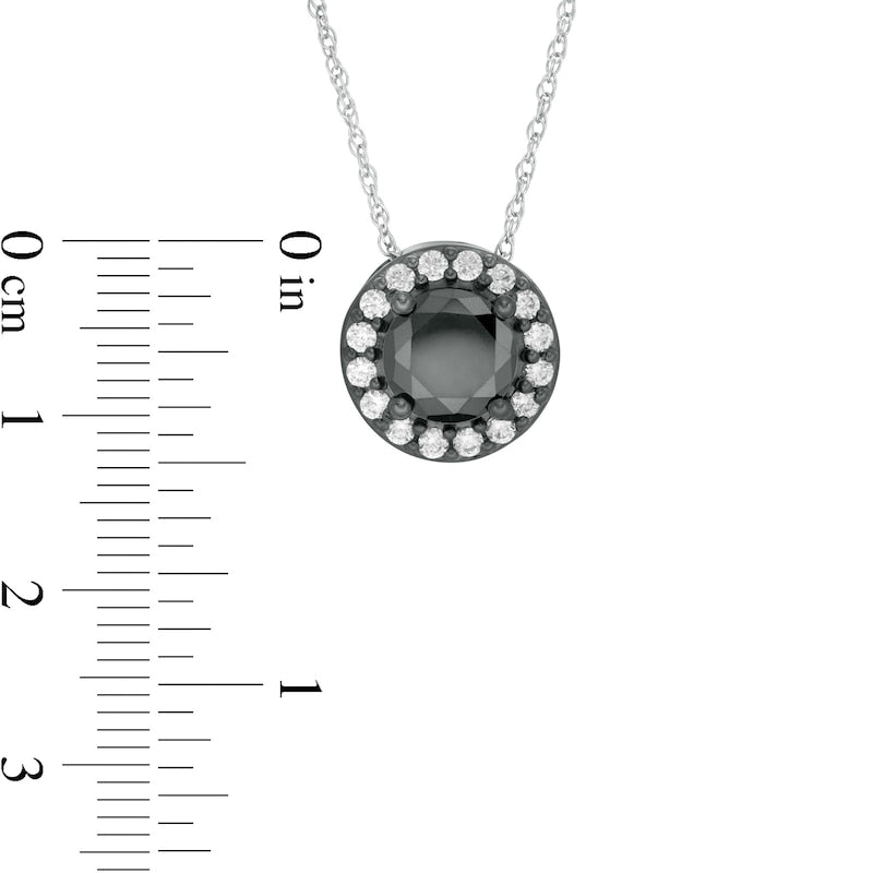 2.75 CT. T.W. Enhanced Black and White Natural Diamond Frame Pendant in 10K White Gold with Black Rhodium