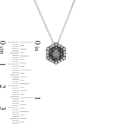 1.25 CT. T.W. Enhanced Black and White Natural Diamond Hexagonal Frame Pendant in 10K White Gold with Black Rhodium