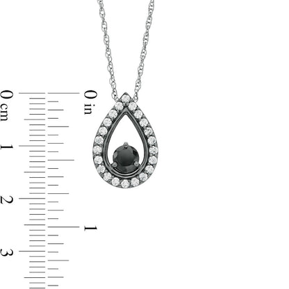 1 CT. T.W. Enhanced Black and White Natural Diamond Teardrop Frame Pendant in 10K White Gold with Black Rhodium