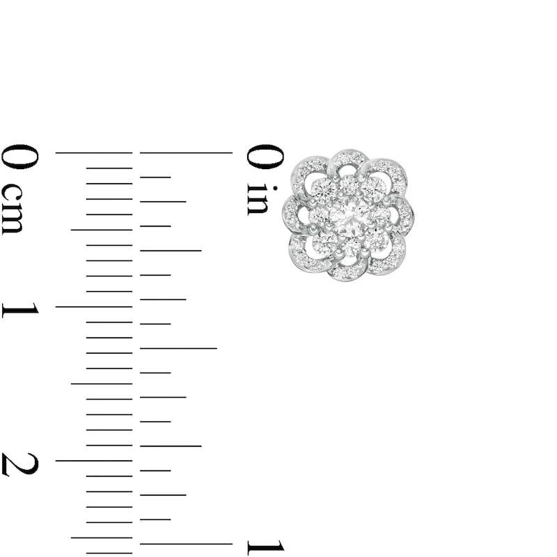 0.5 CT. T.W. Composite Diamond Scallop Flower Stud Earrings in 10K White Gold