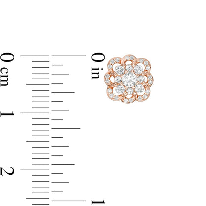 0.5 CT. T.W. Composite Diamond Scallop Flower Stud Earrings in 10K Rose Gold