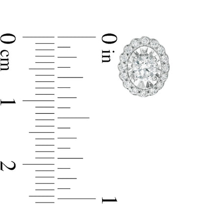 0.75 CT. T.W. Diamond Oval Scallop Frame Stud Earrings in 10K White Gold