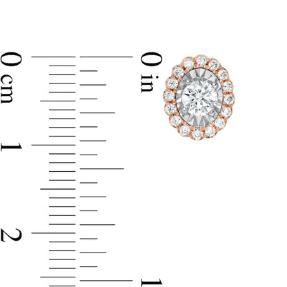 0.75 CT. T.W. Diamond Oval Scallop Frame Stud Earrings in 10K Rose Gold