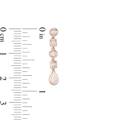0.5 CT. T.W. Multi-Shaped Diamond Art Deco Linear Drop Earrings in 10K Rose Gold