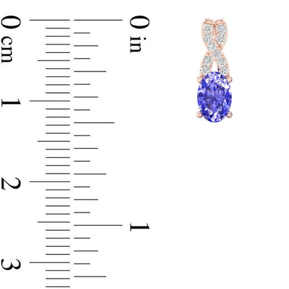 Oval Tanzanite and 0.07 CT. T.W. Diamond X" Drop Earrings in 10K Rose Gold"