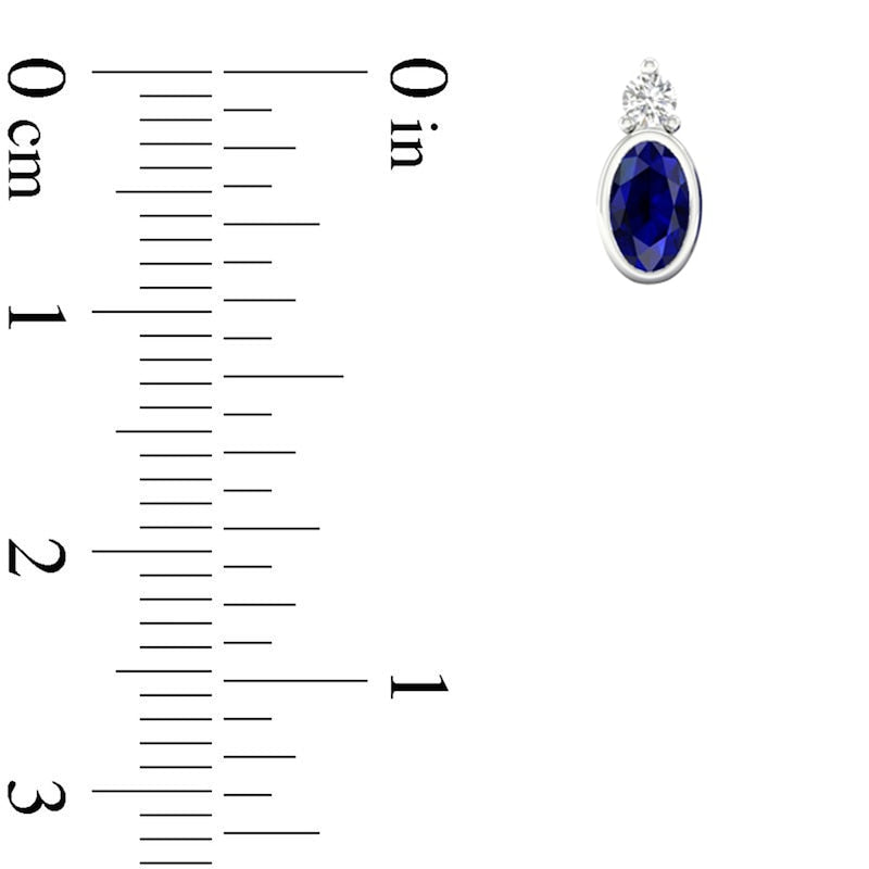 Blue and White Sapphire Stud Earrings in 10K White Gold