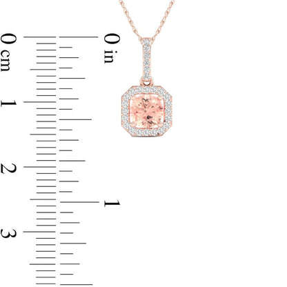 5.0mm Morganite and 0.1 CT. T.W. Natural Diamond Octagonal Frame Pendant in 10K Rose Gold
