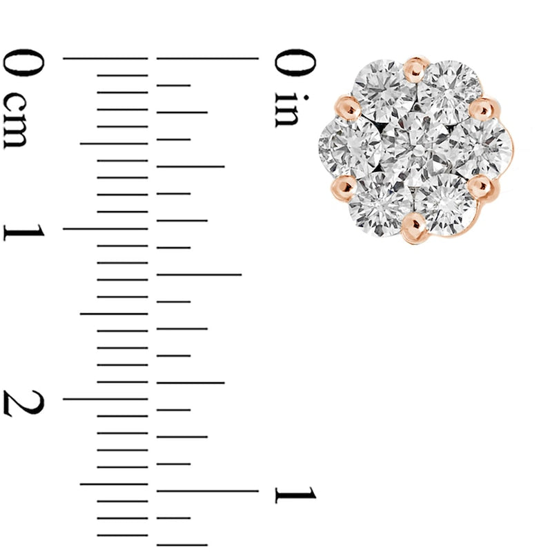2 CT. T.W. Composite Diamond Stud Earrings in 14K Rose Gold