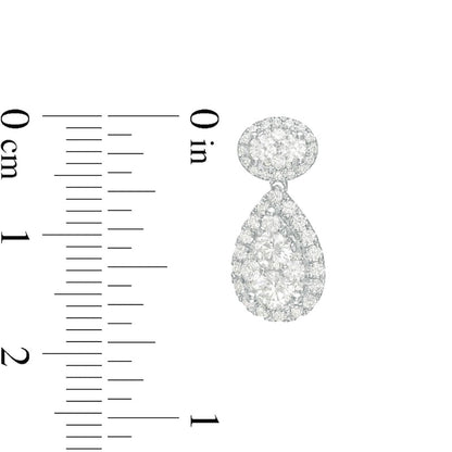 1.5 CT. T.W. Composite Diamond Frame Teardrop Earrings in 14K White Gold