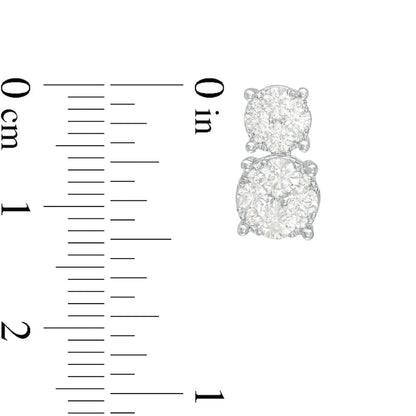 1.5 CT. T.W. Composite Diamond Double Drop Earrings in 14K White Gold