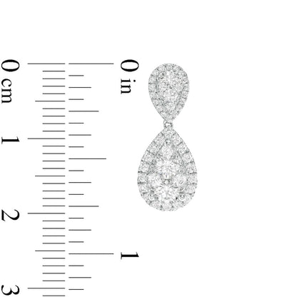 1.38 CT. T.W. Composite Diamond Frame Teardrop Earrings in 14K White Gold