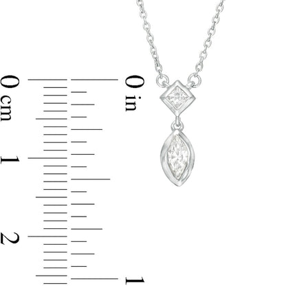 0.2 CT. T.W. Marquise and Princess-Cut Natural Diamond Necklace in 10K White Gold