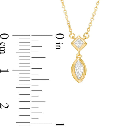 0.2 CT. T.W. Marquise and Princess-Cut Natural Diamond Necklace in 10K Yellow Gold