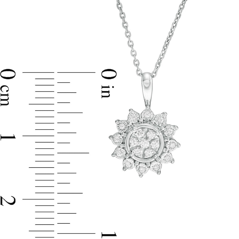 0.17 CT. T.W. Composite Natural Diamond Sunflower Pendant in 14K White Gold - 17