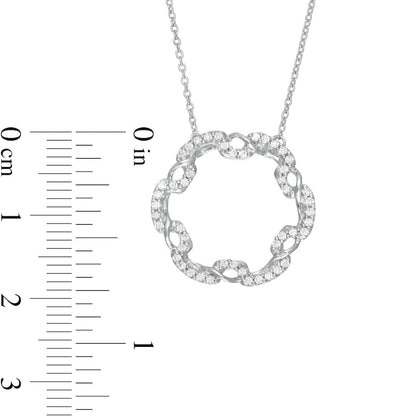 0.25 CT. T.W. Natural Diamond Open Circle Twist Pendant in 10K White Gold