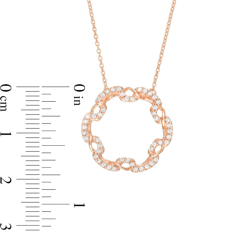 0.25 CT. T.W. Natural Diamond Open Circle Twist Pendant in 10K Rose Gold