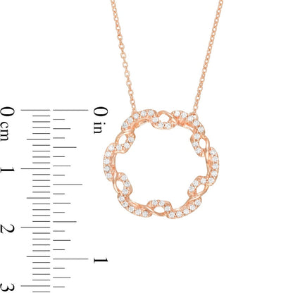 0.25 CT. T.W. Natural Diamond Open Circle Twist Pendant in 10K Rose Gold