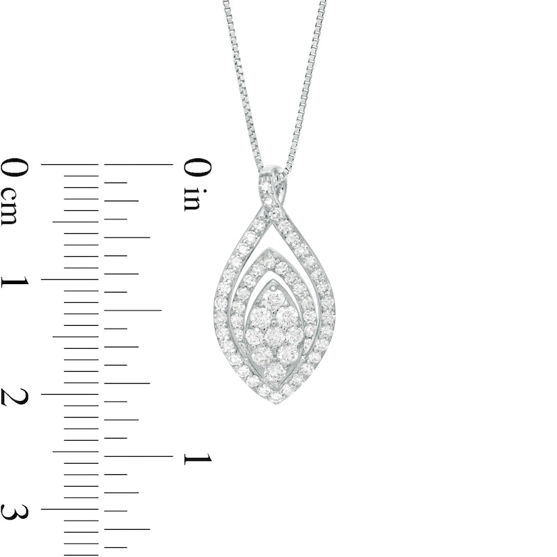 0.5 CT. T.W. Composite Natural Diamond Double Marquise Outline Pendant in 10K White Gold