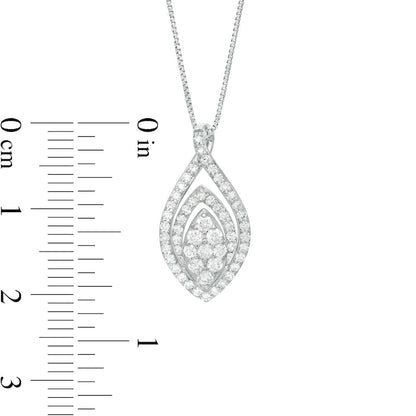 0.5 CT. T.W. Composite Natural Diamond Double Marquise Outline Pendant in 10K White Gold
