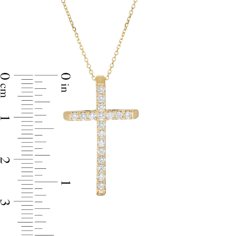 0.5 CT. T.W. Certified Natural Diamond Cross Pendant in 14K Gold (H/I1)