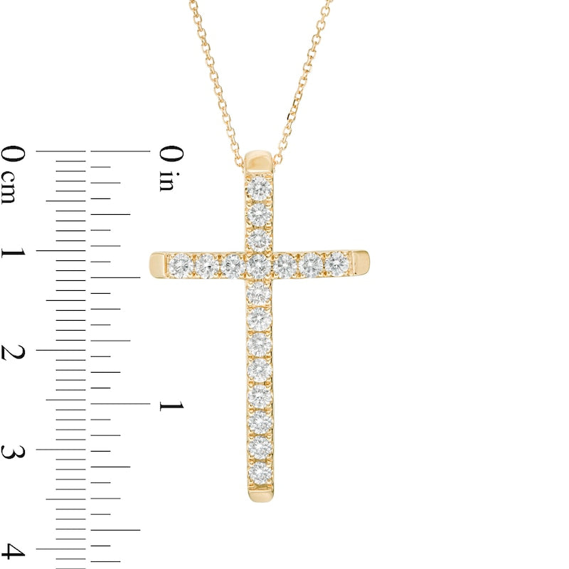 1 CT. T.W. Certified Natural Diamond Cross Pendant in 14K Gold (H/I1)