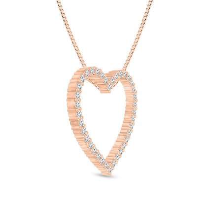 0.5 CT. T.W. Natural Diamond Heart Outline Pendant in 10K Rose Gold
