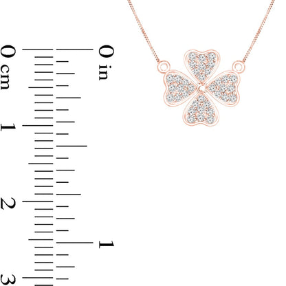 0.13 CT. T.W. Natural Diamond Heart-Shaped Four Leaf Clover Necklace in 10K Rose Gold