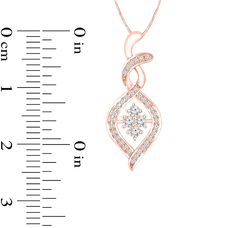 0.38 CT. T.W. Composite Natural Diamond Cascading Flame Pendant in 10K Rose Gold
