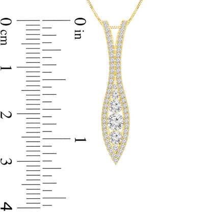 0.63 CT. T.W. Natural Diamond Elongated Marquise Pendant in 10K Yellow Gold