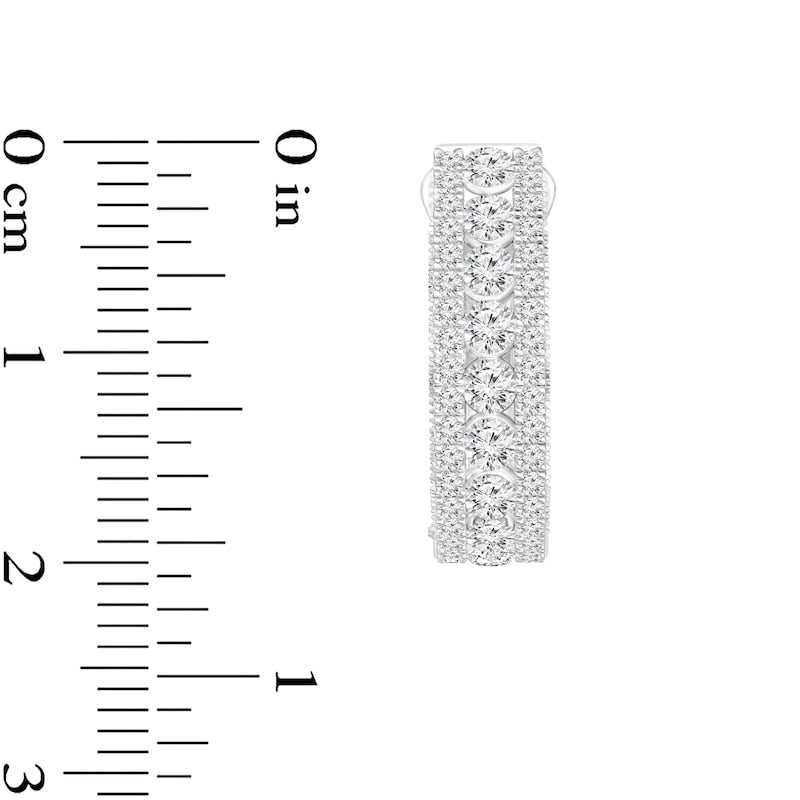 1.63 CT. T.W. Diamond Multi-Row Vintage-Style Hoop Earrings in 10K White Gold