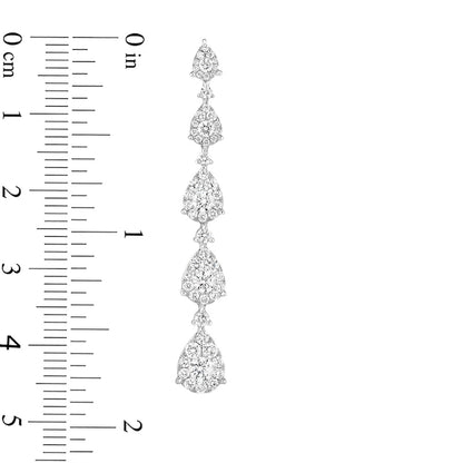 2.2 CT. T.W. Diamond Teardrop Frame Graduated Linear Drop Earrings in 14K White Gold