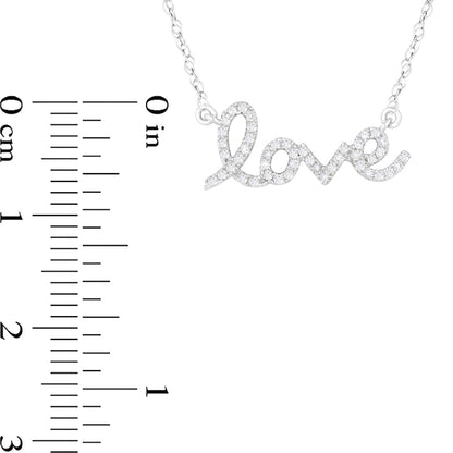 0.13 CT. T.W. Natural Diamond love" Necklace in Sterling Silver"