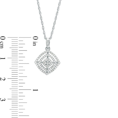 0.25 CT. T.W. Composite Natural Diamond Double Tilted Cushion Frame Pendant in 10K White Gold
